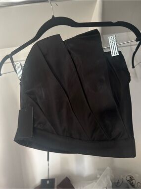 JLUXLABEL Black Gala Asymmetric Pleated Top